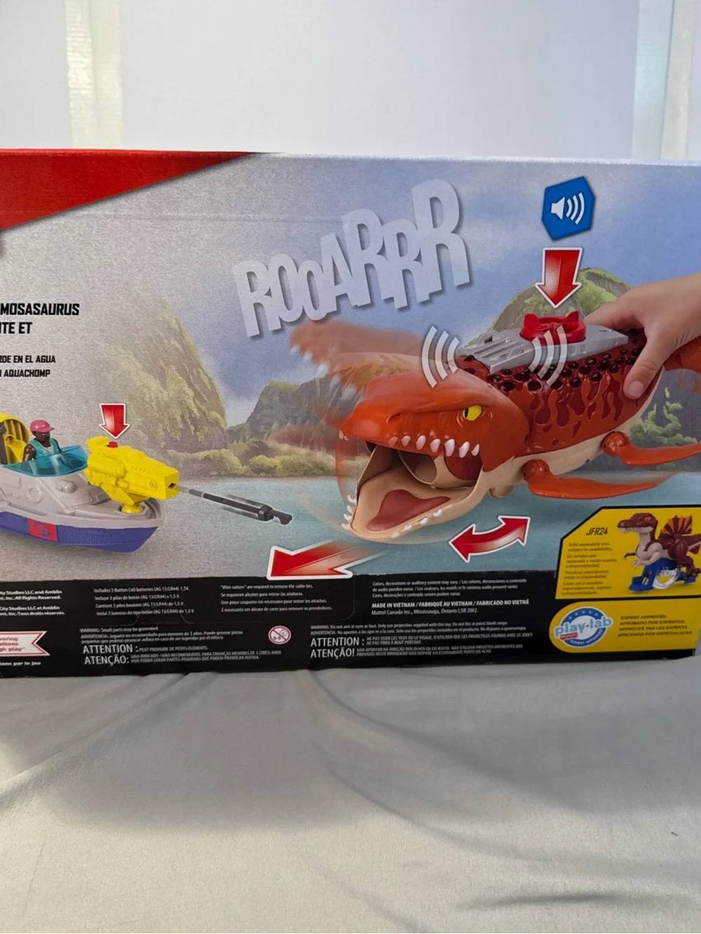 Fisher-Price Jurassic World Orange Dino Transport with Blue & Yellow Rescue Boat